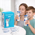 Mamma e bambino usano il nebulizzatore Azurikass